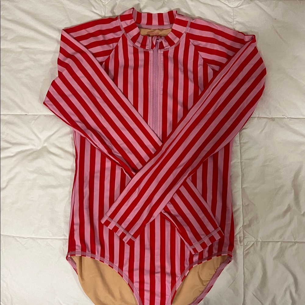 Girls jcrew zip up rash guard swim